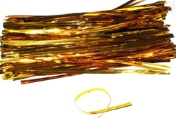 6" Metallic Plastic Gold Twist Tie 100/pk| Prism Pak
