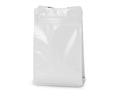 12 oz White Coffee Bags with Degassing Valve, 25 pack| Prism Pak