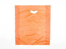 12 X 3 X 18 Orange High Density Polyethylene Merchandise Bag with Die Cut Handle 0.7 mil 500/cs| Prism Pak