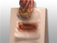 5 1/2 X 5 1/2 + 1 1/2 FB Flip Top Saddle Pack Deli Bag -- Printed "Cookie" One Color 0.6 mil 2,000/cs| Prism Pak