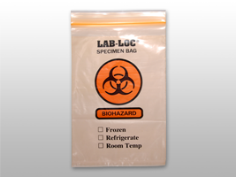 Orange Tint Reclosable 3-Wall Specimen Transfer Bag (Biohazard) 6 X 9 2 mil 1,000/cs| Prism Pak
