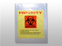 Yellow Tint Reclosable 3-Wall Specimen Transfer Bag with "Priority" Print(Biohazard) 12 X 15 2 mil 1,000/cs| Prism Pak