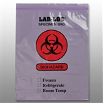 Purple Tint Reclosable 2-Wall Specimen Transfer Bag (Biohazard) 12 X 15 2 mil 1,000/cs| Prism Pak