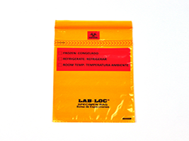 Lab-LocÃ‚Â® Specimen Bags with Removable Biohazard Symbol - Orange Tint 6 X 9 1.75 mil 1,000/cs| Prism Pak