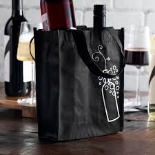 Non-Woven Polypropylene Bag -- Two Bottle Wine Bag  7 X 3 3/4 X 9 1/4 + 3 3/4 BG600/cs| Prism Pak
