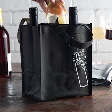 Non-Woven Polypropylene Bag -- Four Bottle Wine Bag  7 X 7 1/2 X 9 1/4 + 7 1/2 BG300/cs| Prism Pak