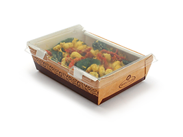 #ReadyFresh Kraft Container with Clear Hinged Lid (Large)| Prism Pak